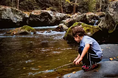 Kid playing in the national park