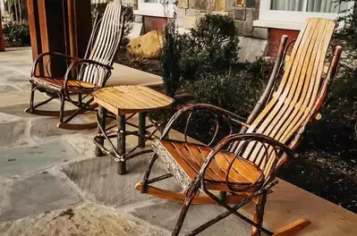 rocking chairs on porch outside our gatlinburg hotel