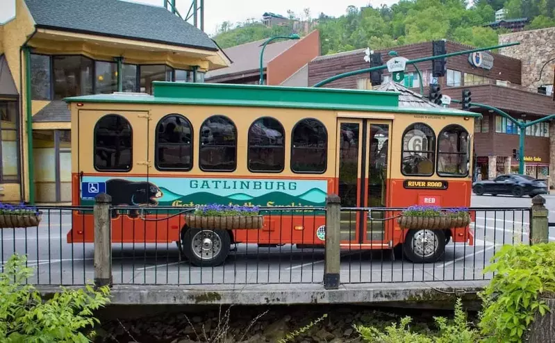 Gatlinburg Trolley parked downtown