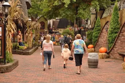 People walking through The Village in Gatlinburg.