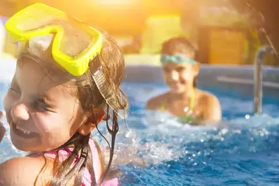 two girls in swimming pool