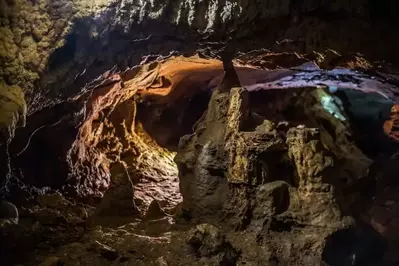 Rock formations in an underground cave.