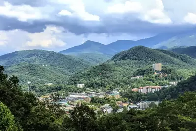 Stunning photo of Gatlinburg and the mountains.