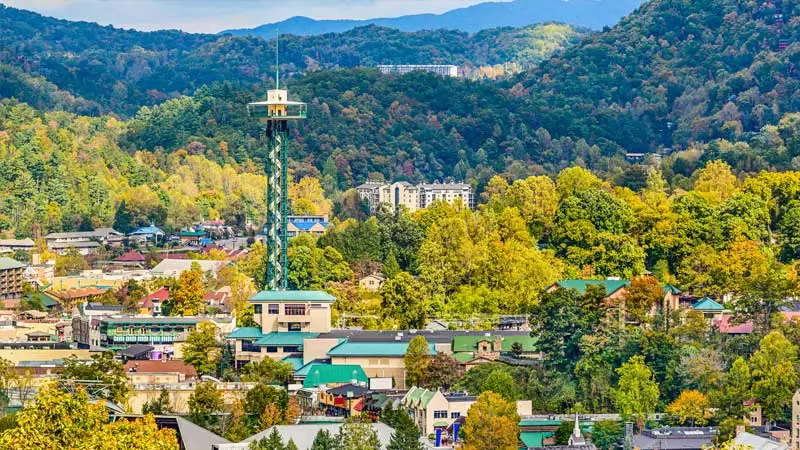 aerial view of gatlinburg